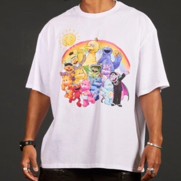 Cakeworthy Care Bears x Sesame Street Drop Sleeve Tee Shirt Unisex 2XL NEW - Picture 3 of 11